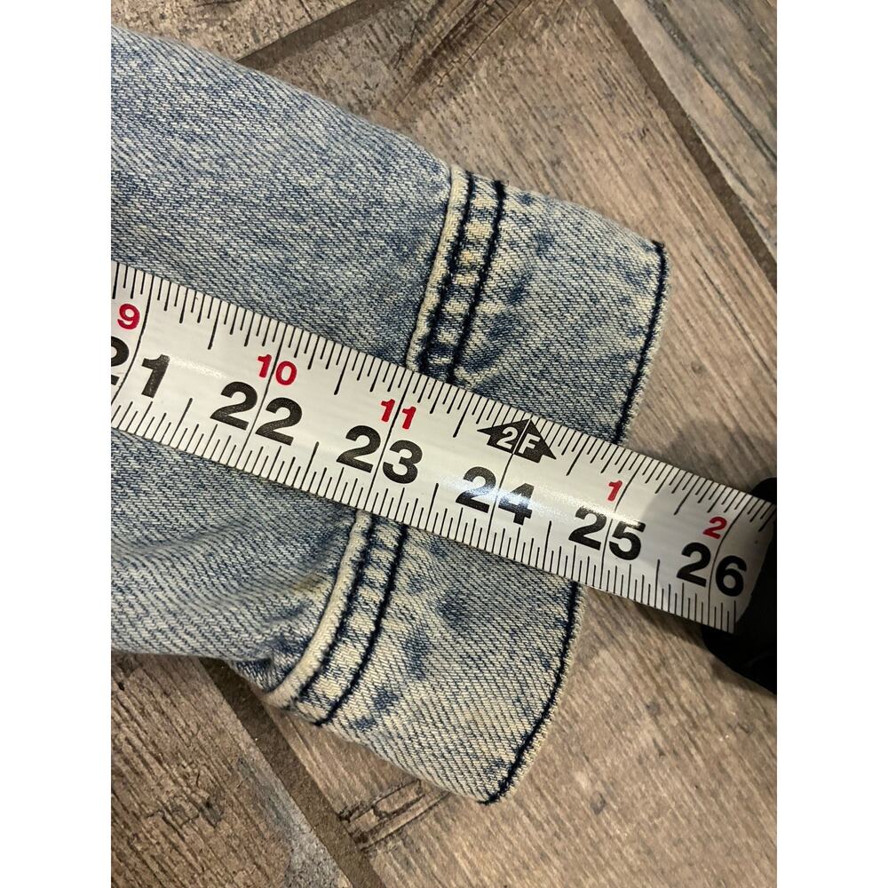 Hidden Jeans Distressed Cropped Soft Denim Jacket Light Wash Raw Hem Large - Picture 11 of 12